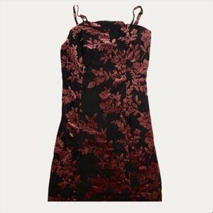 Forever 21 Black & Burgundy Floral Mini Dress Size Small